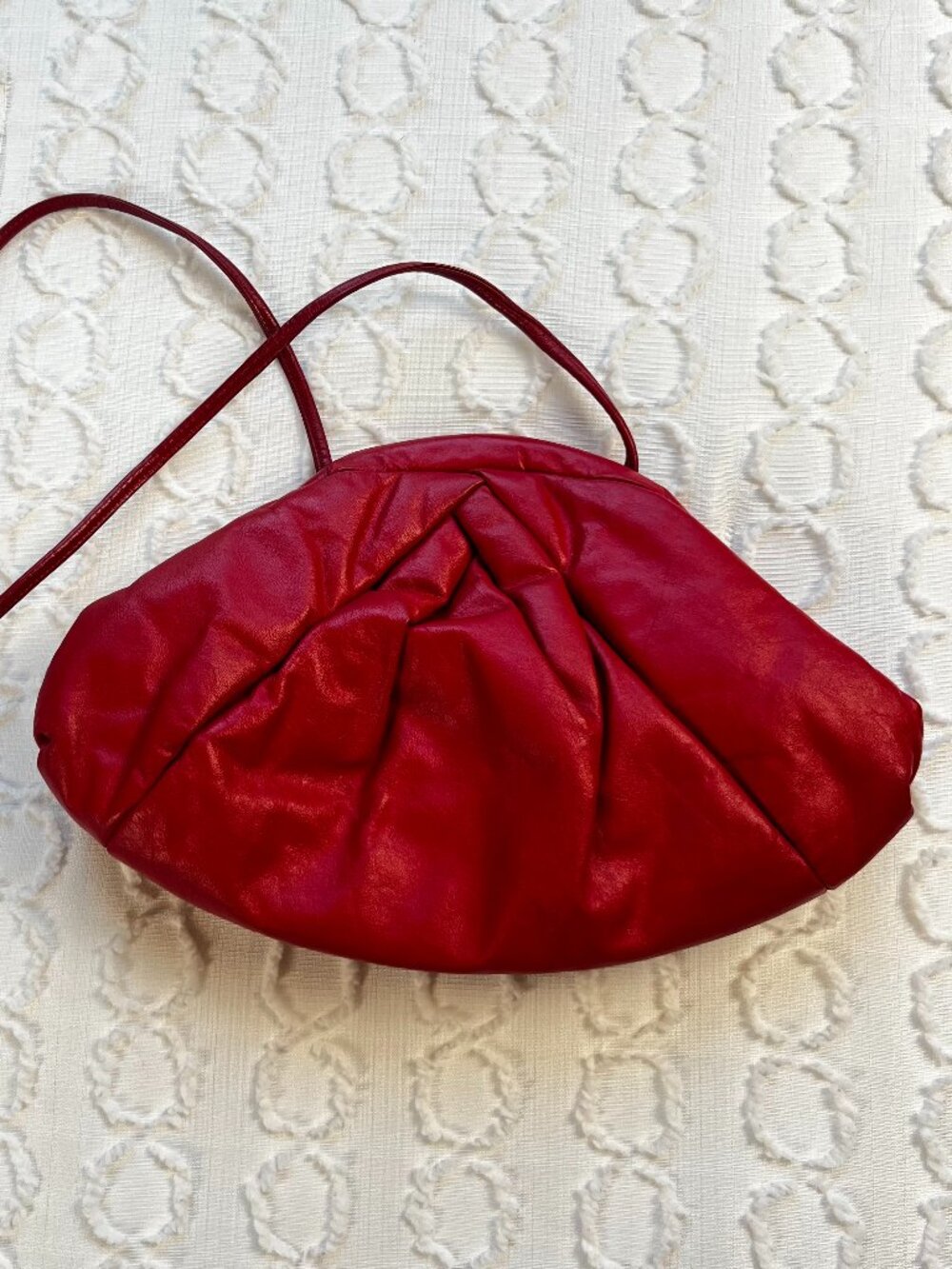 VTG 1980's Park Avenue Red Bubble Purse Genuine Leather Convertible Clutch USA